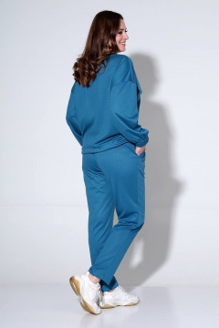 Костюм джемпер и брюки с накладными карманами спортивный Liona Style 822 синий - фото 3