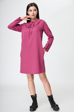 Платье прямое с съёмным воротником и карманами демисезонное Anelli 1184 фуксия - фото 2