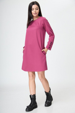 Платье прямое с съёмным воротником и карманами демисезонное Anelli 1184 фуксия - фото 5