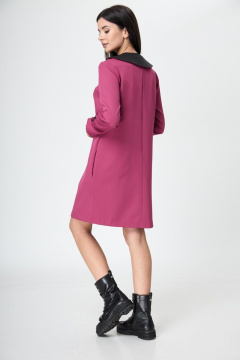 Платье прямое с съёмным воротником и карманами демисезонное Anelli 1184 фуксия - фото 4