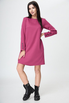 Платье прямое с съёмным воротником и карманами демисезонное Anelli 1184 фуксия - фото 3