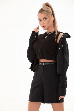 Демисезонная черная куртка на пуговицах Golden Valley 7128 черный - фото 1