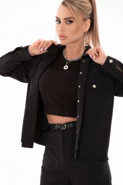 Демисезонная черная куртка на пуговицах Golden Valley 7128 черный - фото 2