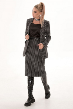 Жакет с прорезными карманами из ткани с геометрическим рисунком Golden Valley 36495 черно-белый - фото 4
