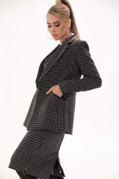 Жакет с прорезными карманами из ткани с геометрическим рисунком Golden Valley 36495 черно-белый - фото 2