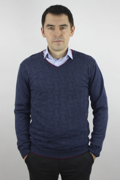 Джемпер из хлопка мужской второго слоя, прямой, демисезон Полесье С5652-20 1С1005-Д43 170,176 джинс_меланж - фото 1