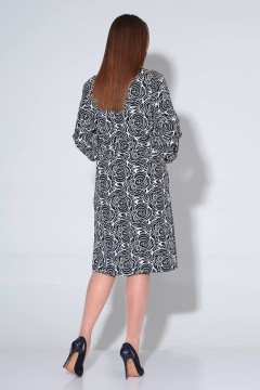 Демисезонное платье из текстиля с нагрудными вытачками Liona Style 826 синие_цветы_на_светлом - фото 3