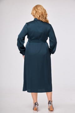 Платье полуприлегающее из шелка с драпировкой и поясом демисезонное Anelli 1206 зеленый_бриз - фото 3