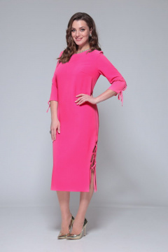 Демисезонное нарядное платье с разрезом и шнуровкой ALEZA 1065 фуксия - фото 1