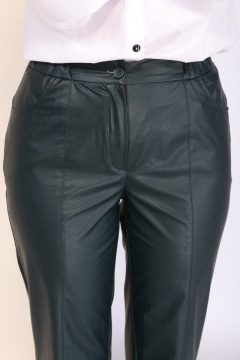 Брюки прямого силуэта из экокожи с карманами и поясом Bonna Image 675 зеленый - фото 5