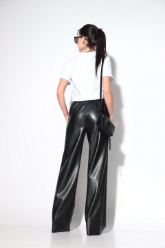 Комфортные брюки из эко-кожи с открытым срезом SILVERSPICE S-3105 - фото 5