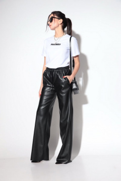 Комфортные брюки из эко-кожи с открытым срезом SILVERSPICE S-3105 - фото 2