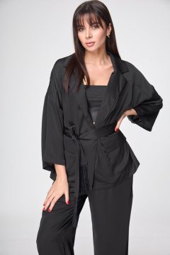 Демисезонный пижамный костюм из атласа и текстиля Anelli 1205 черный - фото 4
