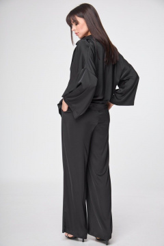 Демисезонный пижамный костюм из атласа и текстиля Anelli 1205 черный - фото 3