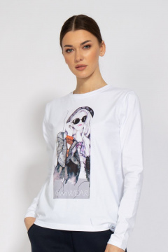 Лонгслив с принтом из трикотажа хлопка для демисезона Kivviwear 4061.01 - фото 1