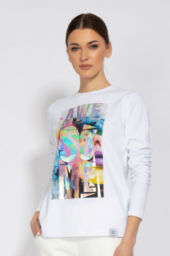 Лонгслив с принтом из хлопка для демисезона Kivviwear 4061.07 - фото 1