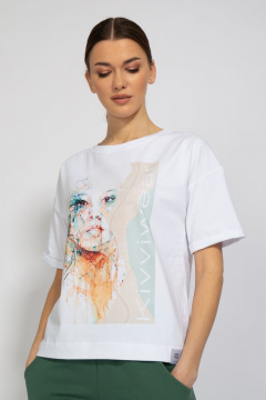 Футболка с удлиненным рукавом и принтом из трикотажа Kivviwear 4026.34 - фото 1