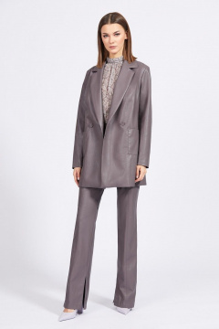 Жакет из экокожи приталенного силуэта с двубортной застежкой EOLA 2191 какао - фото 5