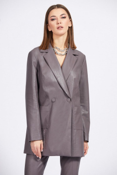 Жакет из экокожи приталенного силуэта с двубортной застежкой EOLA 2191 какао - фото 1