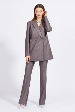 Жакет из экокожи приталенного силуэта с двубортной застежкой EOLA 2191 какао - фото 2