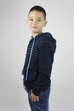 Джемпер с капюшоном из хлопка в стиле casual Полесье С9961-18 8С0354-Д43 110,116 т.синий - фото 2