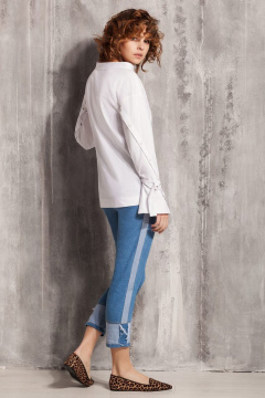 Белая рубашка из хлопковой ткани с коротким рукавом Nova Line 20076 белый - фото 2