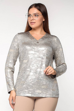 Демисезонный прямой джемпер с нагрудными вытачками и люверсами La rouge 3184 золото - фото 1