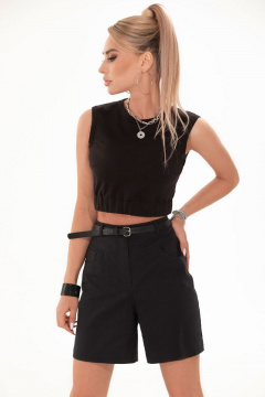 Черный топ без воротника с резинкой по низу Golden Valley 2302 черный - фото 1