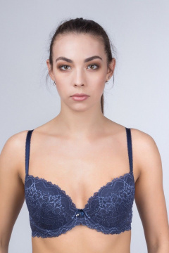 Бюстгальтер на каждый день из кружева и трикотажа синего Verally 2031-3 сапфир - фото 2