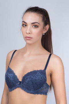 Бюстгальтер на каждый день из кружева и трикотажа синего Verally 2031-3 сапфир - фото 1