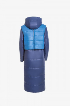 Синее демисезонное пальто из плащёвой ткани Elema 5-11107-1-170 тёмно-синий/индиго - фото 3