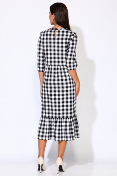 Платье демисезонное на каждый день из текстиля и шифона Faufilure C1199 черно-белый - фото 3