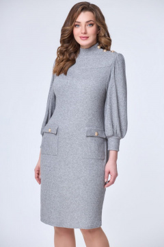 Платье из вискозы и трикотажа длиной 99 см в повседневном стиле DaLi 3566 серый - фото 4