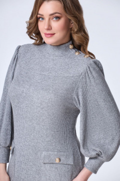 Платье из вискозы и трикотажа длиной 99 см в повседневном стиле DaLi 3566 серый - фото 3