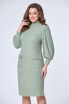 Платье из вискозы и трикотажа длиной 99 см в демисезонном стиле DaLi 3566 олива - фото 1