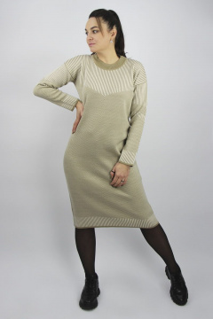 Платье прямое трикотаж хлопок с длинным рукавом Полесье С4486-21 1С1303-Д43 164 льняной_темный - фото 1