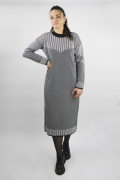 Платье прямое трикотаж хлопок с длинным рукавом Полесье С4486-21 1С1303-Д43 170 глубокий_черный - фото 1