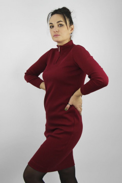 Платье зауженное вискоза хлопок с воротником-молнией Полесье С4723-20 0С2202-Д43 164 красное_вино - фото 3