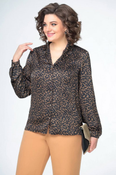 Блузка женская из текстиля с пиджачным воротником и пуговицами Swallow 490 - фото 2