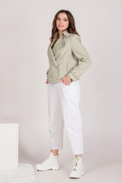 Белые зауженные брюки из текстиля с карманами Mislana 6481 белый - фото 1