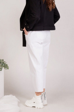 Белые зауженные брюки из текстиля с карманами Mislana 6481 белый - фото 3