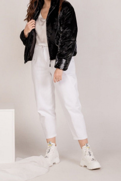 Белые зауженные брюки из текстиля с карманами Mislana 6481 белый - фото 2