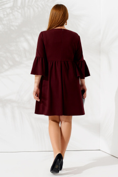 Трикотажное платье с расклешенной юбкой и длинными рукавами Панда 67980w бордовый - фото 2