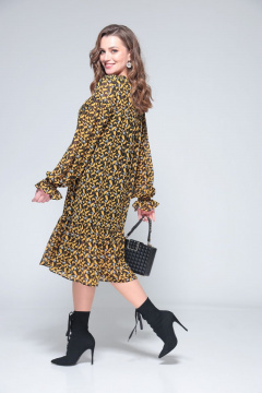 Трикотажное платье с воланом и шифоновой вставкой ALEZA 1061 - фото 2