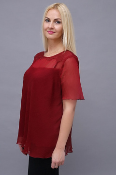 Праздничная блуза из легкой ткани с кружевной вставкой Avila 0597 бордовый - фото 2