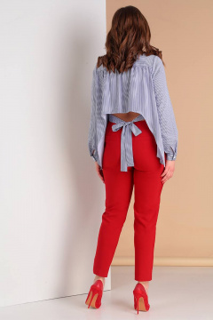 Красный комплект рубашки и брюки из текстиля Liona Style 686 - фото 3