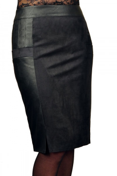 Юбка из замши и экокожи с шлицей и карманами Klever 381 - фото 1