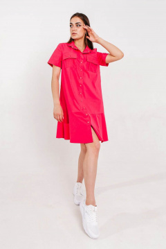 Розовое летнее платье с карманами и воланом Atelero 1018 фуксия - фото 1