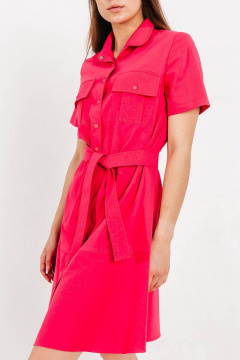 Розовое летнее платье с карманами и воланом Atelero 1018 фуксия - фото 3