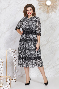 Платье прилегающее с кружевом и бантовым воротником Mira Fashion 5059 - фото 1